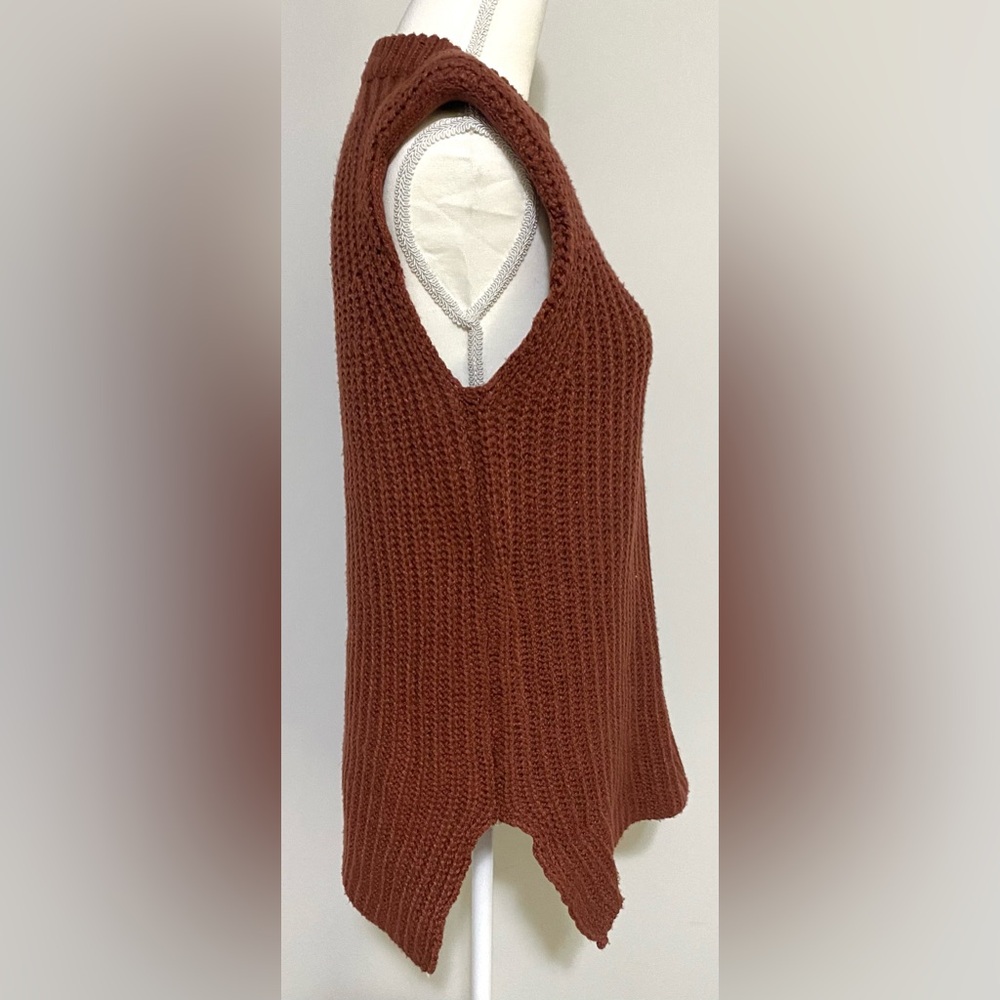 Glam Womens L Brown Sleeveless Sweater Boho Y2K Fall 90s Minimalism Streetwear - Picture 5 of 12